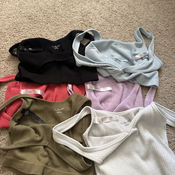Bundle Of 6 Urban Outfitters Out From Under Ribbed Crop Tank Tops Basic Medium - Picture 6 of 8
